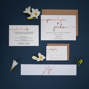 Personalised Wedding Invitation Bundle, Rose Gold Invitation, Navy Invitations, Invitation Sets, Wedding Invite, Digital, RSVP Cards #2405