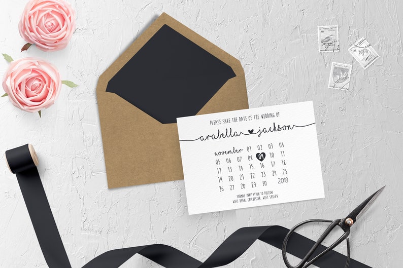 Minimalist Monochrome Save the Date Cards Sample Only Wedding Save the Dates Printed or Printable Design Code #16