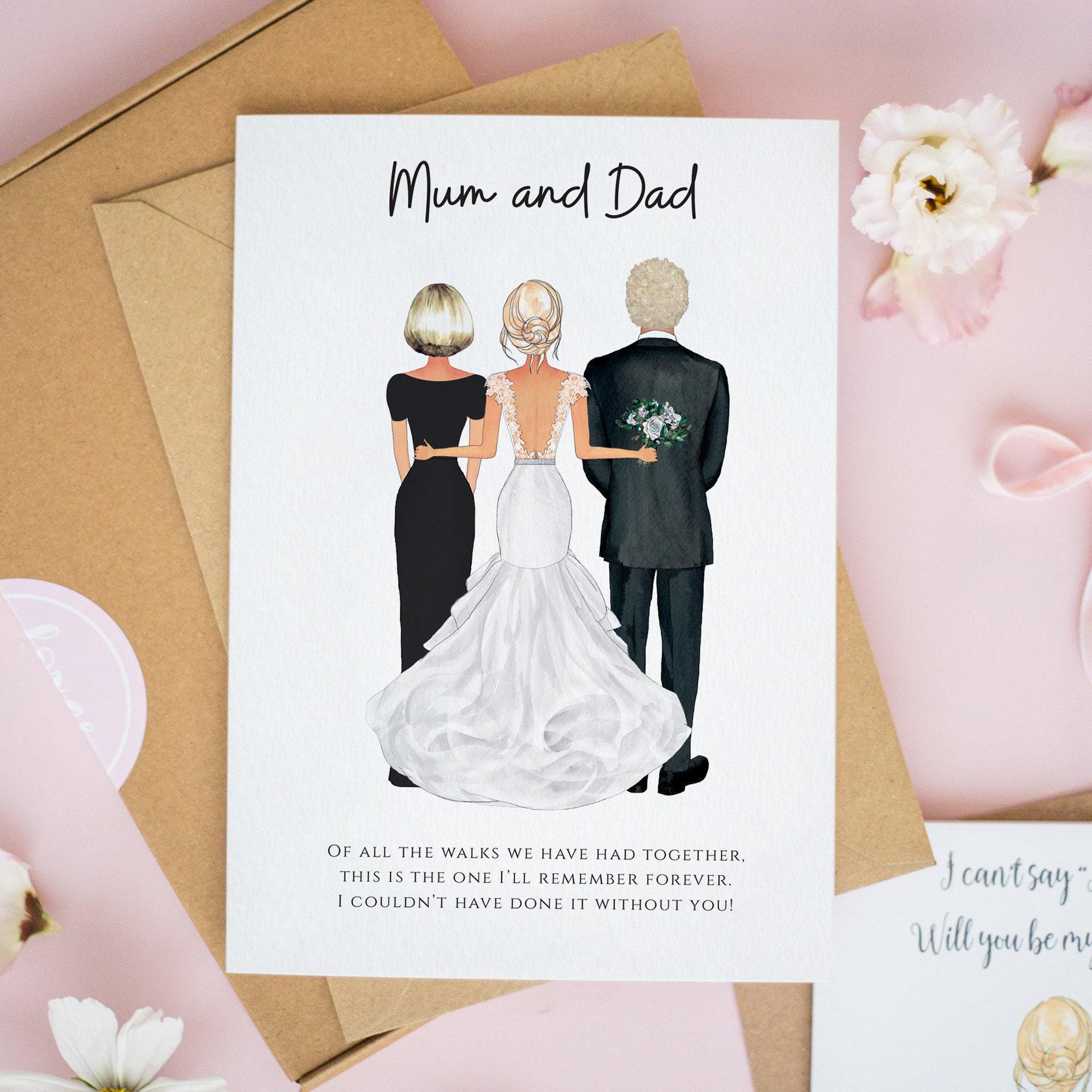 Mother & Father of the Bride Card, Personalised Wedding Cards, to