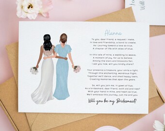 Personalised Bridesmaid Proposal Card: Poem Gift, Thank You Card