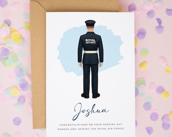 Personalised British RAF Passing Out Parade Card, Royal Air Force Congratulations, Joining The RAF Gift, Military Husband or Son Card #1116