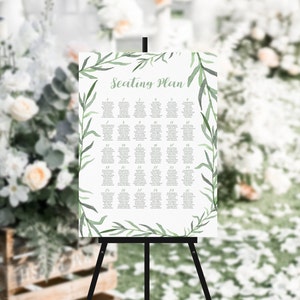 Botanical Leaves, Rustic Seating Charts, Wedding Table Plans, Foam Board Seating Plans, Printed or Printable, Table Plan #34