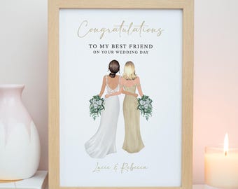 Personalisiert für meine beste Freundin an Ihrem Hochzeitstag, Geschenke für die Braut, Braut und Bestie Geschenk, Brautandenken Hochzeitstag Geschenk # P053
