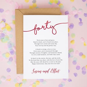 Personalised 40th Wedding Anniversary Card, Ruby Wedding Anniversary, 40th Anniversary Card For Mum and Dad, Happy Anniversary Card #886