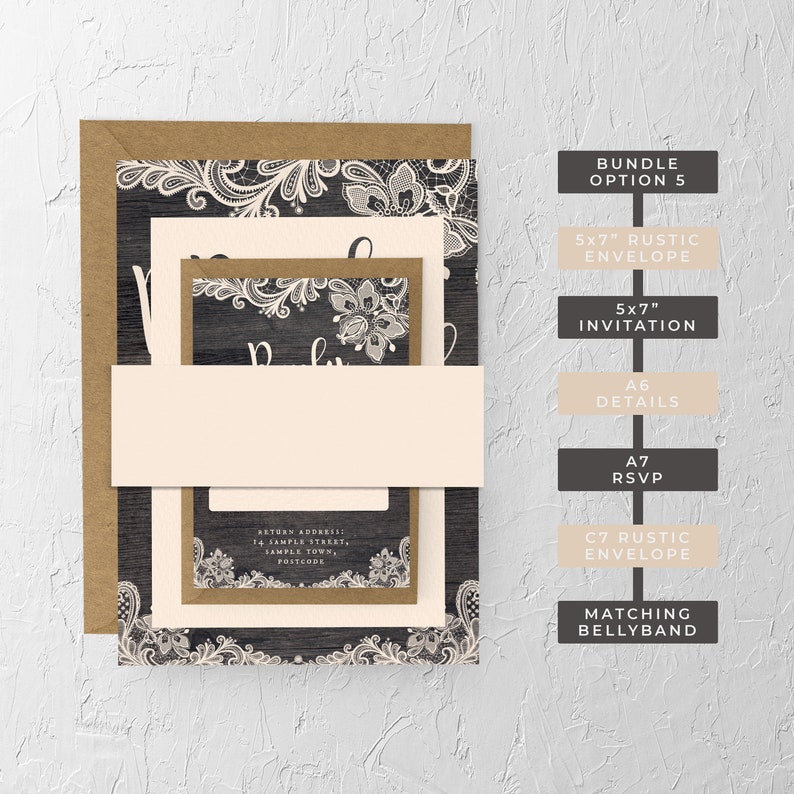 Lace & Rustic Wedding Invitation Bundles Invitation Sets Etsy