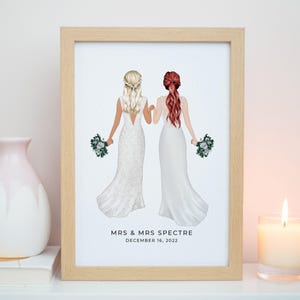 Gepersonaliseerde mevrouw en mevrouw print, bruid en bruid print, op je trouwdag Cadeau, huwelijkscadeau, 1e huwelijksverjaardag, huwelijkscadeaus #P030
