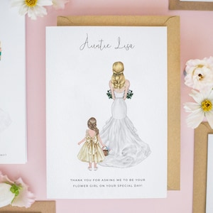 Honoured To Be Your Flower Girl Card, Thank you For Asking Me To Be Your Flower Girl, Flower Girl Cards, Thank you Wedding Cards, Niece #612