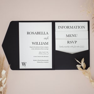 Klassische Hochzeitseinladung, Pocketfold Einladung, Elegante Hochzeitseinladung, #PF-053