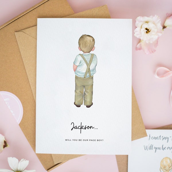 Personalised Page Boy Card, Ring Bearer Card, Will You Be Our Page Boy Card, Nephew Wedding Card, Junior Groomsman Card, Flower Boy #644