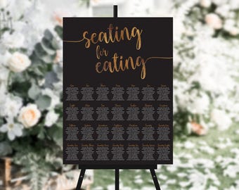 Metallic Gold & Black, Wedding Table Plans, Foam Board Seating Plans, Printed or Printable, Table Plan #33