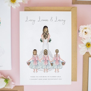 Personalised Flower Girls Card, Thank You For Being My Junior Bridesmaids, Young Bridesmaids Card, Will you Be My Flower Girls Cards #818