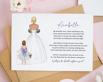 Will You Be Auntie's Flower Girl Card, Personalised Flower Girl Card for Niece, Flower Girl Proposal Card, Junior Bridesmaid Gifts #1138