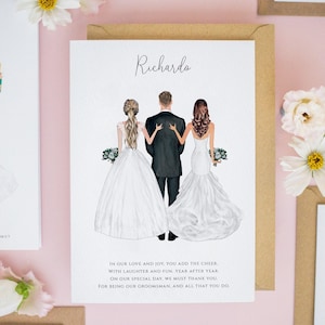Personalised Groomsman Thank You Card, Lesbian Wedding Cards, Same Sex Wedding Gifts, Usher Cards, Best Man Cards, Be Our Groomsman #835