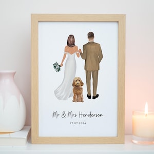Stampa matrimonio Mr & Mrs, regali di nozze personalizzati, stampa matrimonio sposi, regali di nozze, regali per coppie, stampa matrimonio cane #P043
