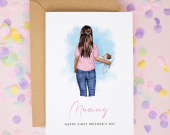 Personalised First Mother's Day Card, New Mum Mother's Day, Mum and Baby Card, Personalised New Baby Gift for Mum, Cards from Baby #1154