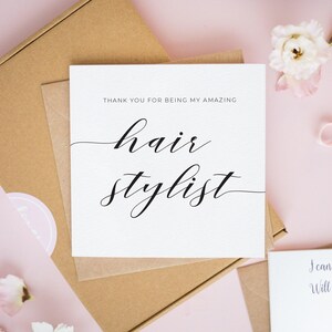 Vielen Dank, dass Sie Hair Stylist-Karten haben, danke, dass Sie meine Haare gemacht haben Karte, Danke Hochzeitskarten, personalisierte Hochzeitskarten, Grußkarte # 571