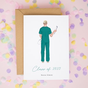 Glückwunschkarte für männliche Krankenschwester, personalisierte Nursing-Grad-Karte, Abschlusskarte für Medizin, Glückwunschkarten, Abschlusskarten #910