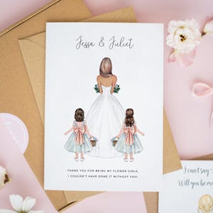Personalised Flower Girls Card, Thank You For Being My Junior Bridesmaids, Young Bridesmaids Card, Will you Be My Flower Girls Cards #805