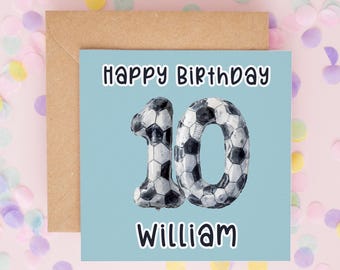 Personalised Football Birthday Card, Custom Name and Age Card for Boys, Kids Soccer Birthday Card for Son, Grandson or Nephew #1090