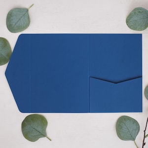 Navy Blue 5x7 Pocketfold Envelopes for Wedding Invitations, Tri Fold Wallet Invitation Pockets, Blank Folio Card Holders, DIY A6 Envelope