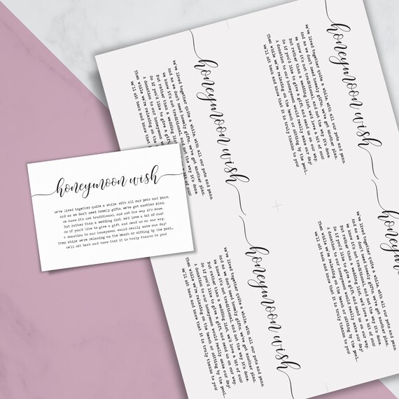 Honeymoon Wish Wedding Gift Poem Instant Download Pdf Etsy