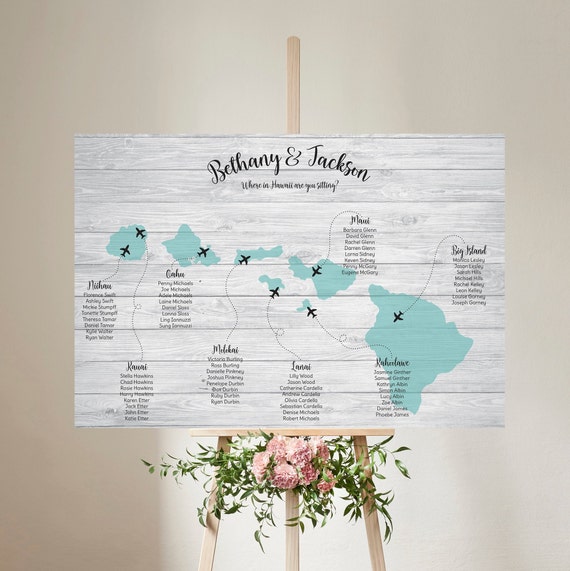 Hawaii Table Plan Travel Destination Weddings Foam Board Etsy