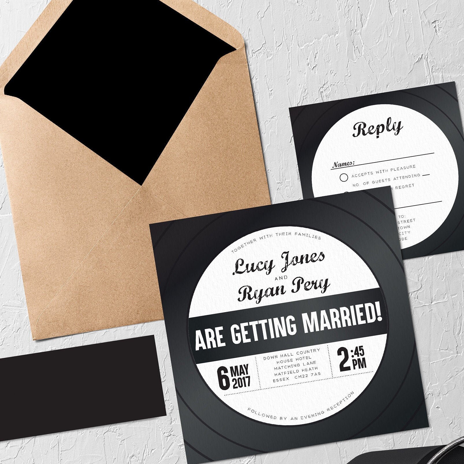Vinyl Record Wedding Invitation Bundles Invitation Sets Etsy UK