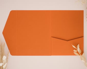 Sobres plegables naranja óxido A6 para invitaciones de boda, bolsillo triple para invitaciones, tarjetero en blanco, sobre de 11,4 x 15,8 cm (DIY)