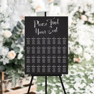 Chalkboard Style, Seating Charts for Easel, Wedding Seating Plan, Foam Board Table Plan, Printed or Printable File, Table Plan 10 image 1