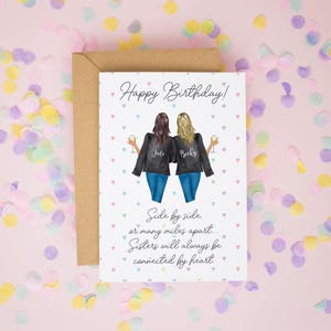 Carte d'anniversaire soeur, carte d'anniversaire personnalisée pour meilleure amie, joyeux anniversaire soeur, cadeau d'anniversaire soeur, carte d'anniversaire, côte à côte