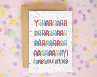 Yaaaay! Congratulations Card, New Home Cards, New Job Card, New Baby Card, Graduation Card, Personalised Congrats On Your New Home Card #582