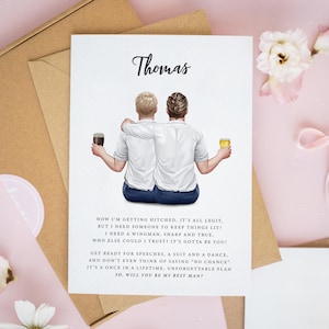 Personalised Groomsman Proposal Card, Funny Best Man Ask Card, Custom Illustration For Groomsman, Wedding Party Invitation, Groomsmen Gift