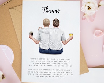 Personalised Groomsman Proposal Card, Funny Best Man Ask Card, Custom Illustration For Groomsman, Wedding Party Invitation, Groomsmen Gift