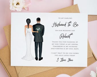 To My Groom on Our Wedding Day, To My Groom Card, To My Husband Card, Bride & Groom Card, To my Wife on Our Wedding Day Card, Bride #625
