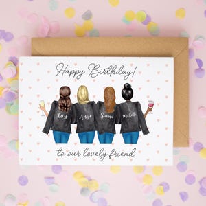 Gepersonaliseerde verjaardagskaart voor 4 beste vrienden, 30e verjaardagskaarten, 40e verjaardag zusterkaarten, verjaardagskaart beste vriend, vriendschapskaart #930
