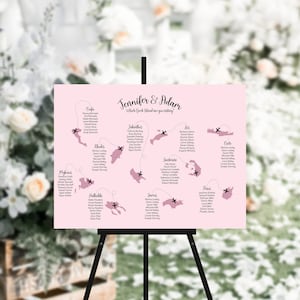 Greek Island Map, Travel Destination Weddings, Foam Board Seating Plan, Wedding Signs, Printed or Printable, Table Plan #43