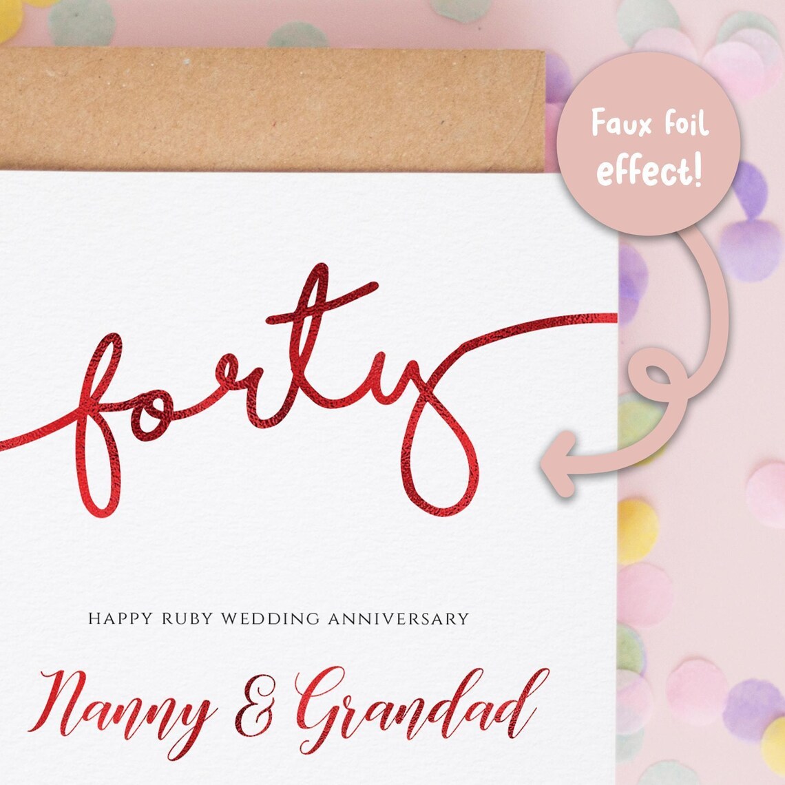 Personalised 40th Wedding Anniversary Card, Ruby Wedding Anniversary ...