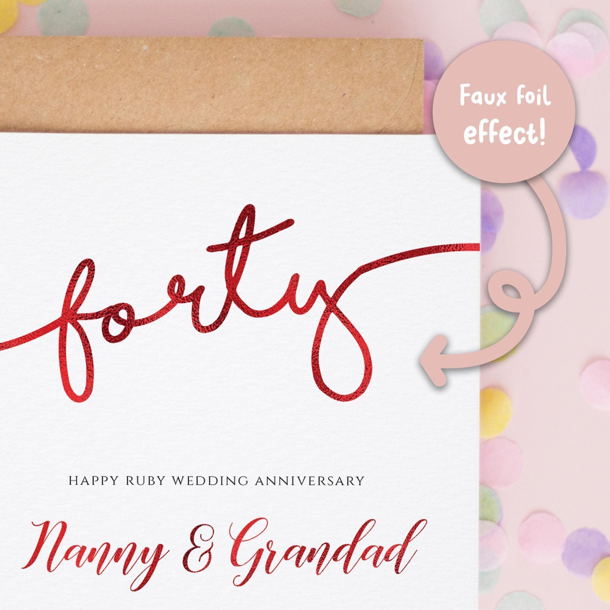Personalised 40th Wedding Anniversary Card, Ruby Wedding Anniversary ...