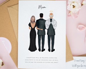 Mum, Will You Give Me Away Card, Angel Dad, Wedding Cards for Mum, Mum Will You Walk Me Down The Aisle Card, Mother of the Groom Card #786