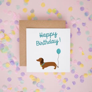 Carte d'anniversaire chien saucisse, carte d'anniversaire teckel, carte d'anniversaire chien mignon, joyeux anniversaire chien saucisse, cartes drôles de chien, anniversaire de chien #16