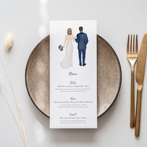 Menù personalizzati per tavoli di nozze, segnaposto per matrimoni, cancelleria moderna per matrimoni, menù, menù per ricevimenti di nozze, menù #WTM-016