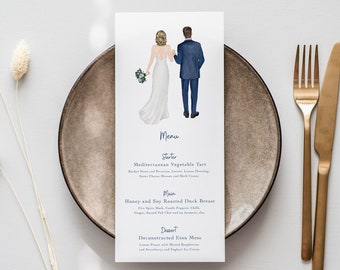 Personalised Wedding Table Menus, Wedding Place Cards, Modern Wedding Stationery, Menus, Wedding Reception Menus, Menu Cards #WTM-016