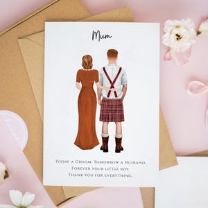Personalised Scottish Mother of the Groom Card, Scottish Wedding Cards, Walk Me Down The Aisle Card, Mum Wedding Day Keepsake Gifts #982