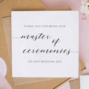 Master of Ceremonies Card, Thank You Wedding Cards, To Our Master of Ceremonies Card, Wedding MC Cards, Gifts for Wedding MC, #816