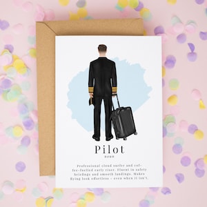 Pilot Definition Card, Personalised Pilot Appreciation Card, Funny New Pilot Gift, Flight School Graduation Card, Thank You Pilot Card #1029