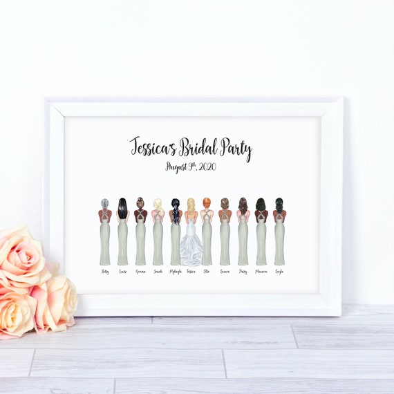 bride and bridesmaid print