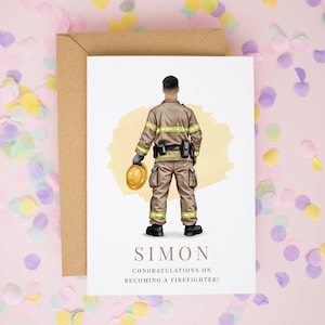 Tarjeta de bombero personalizada, tarjetas de bombero, tarjeta de felicitaciones por tu nuevo trabajo, bombero calificado, regalos para bomberos, orgulloso de ti #975