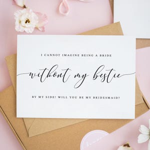 Não consigo imaginar ser uma noiva sem minha melhor amiga ao meu lado, cartão de madrinha de casamento, você será minha madrinha, cartões de madrinha de honra #931