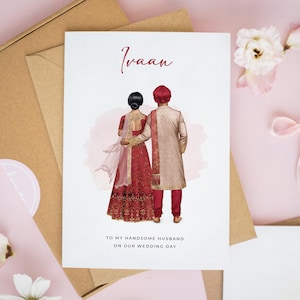 Personalised Hindu Bride & Groom Wedding Card, Asian Wedding Cards, Pakistani Wedding Card, To My Groom Cards, On Our Wedding Day Cards #946