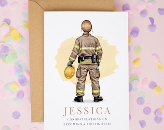 Personalised Firewoman Card, Firefighter Cards, Congratulations On Your New Job Card, Female Firefighter Card, Proud of You Gifts #984
